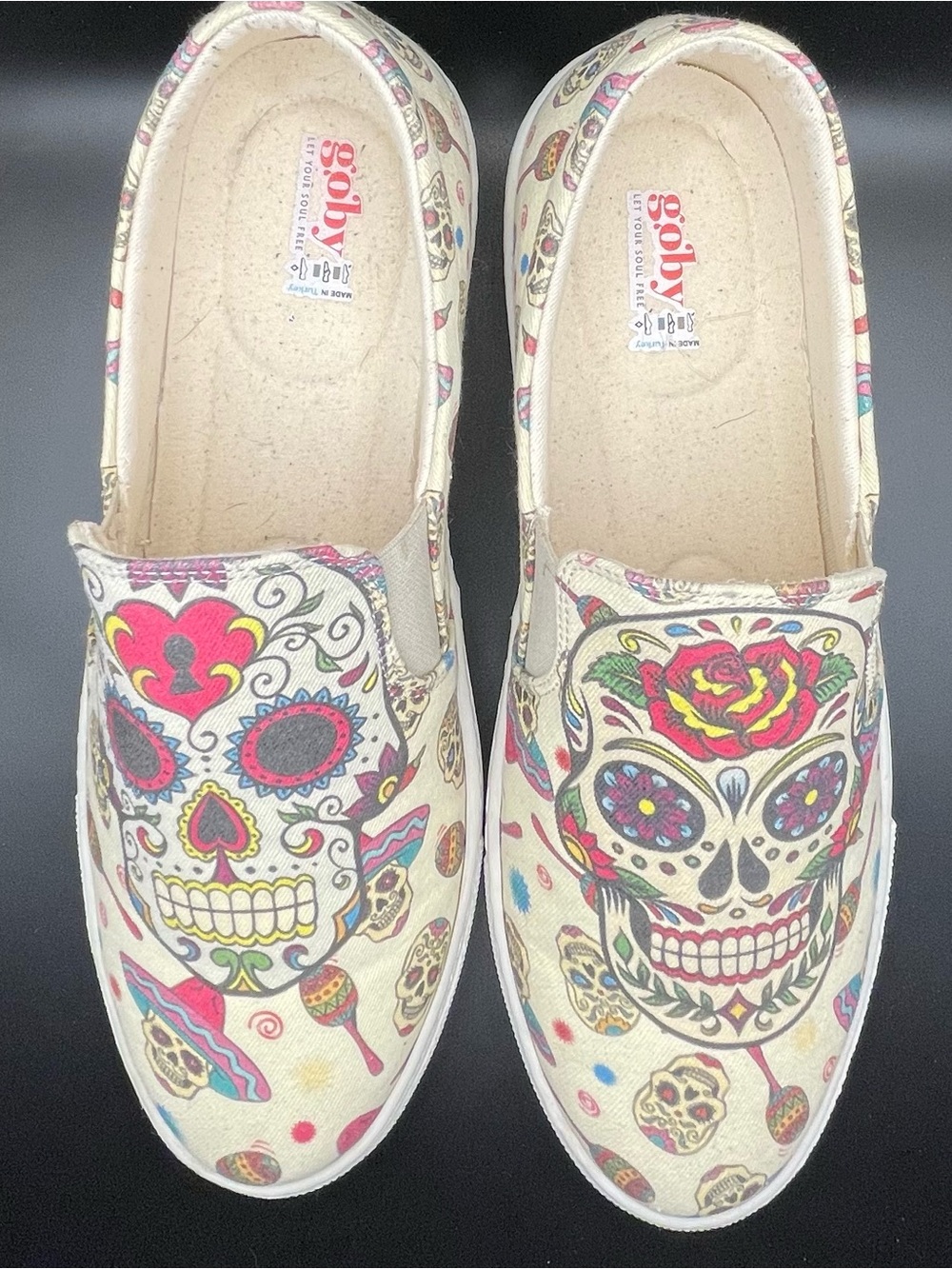 Nib Goby Day of the Dead Sugar Scull slip-on shoes sz 40/ US 9